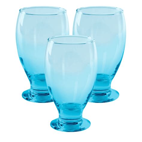 Drinking Glasses Glass Cups 12 Oz Short Stem Teal Glass Goblet Set Of 4