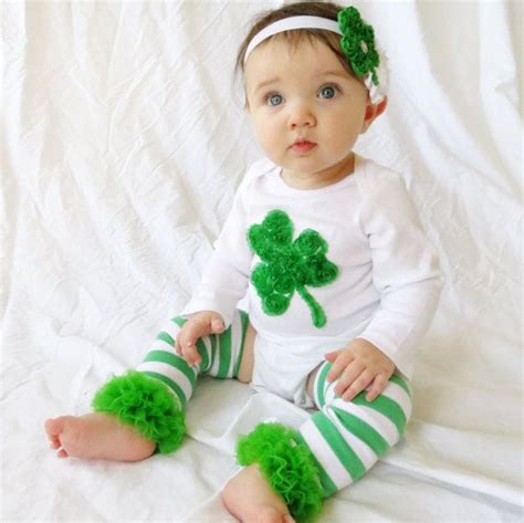 Baby St Patricks Day Outfit Green Shamrock Bodysuit Green Shamrock