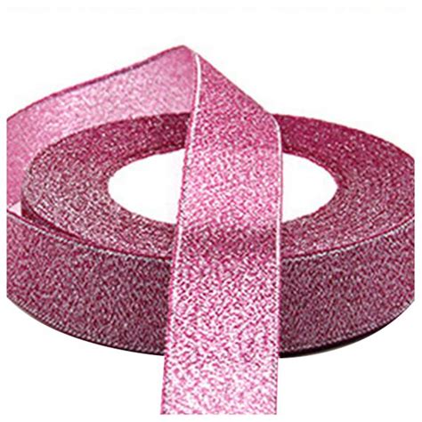 Alim Hot 22 Metres 25mm Double Sided Satin Glitter Ribbons Bling Bows