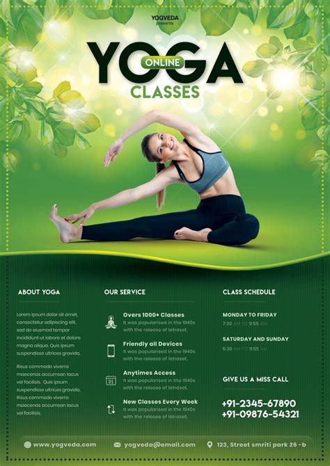 online yoga classes flyer psd template