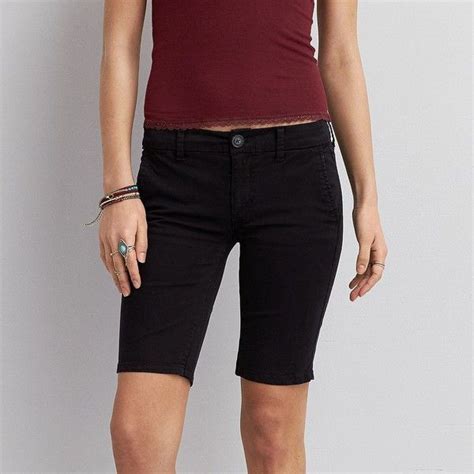 ae twill skinny bermuda short 14 liked on polyvore featuring shorts black low rise bermuda