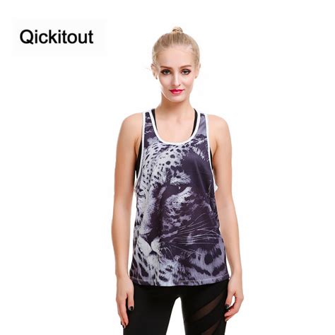 Qickitout Vest Tank Top Womens Fitness Vest Quick Dry Grid Sleeveless Vest Crazy Snow Leopard