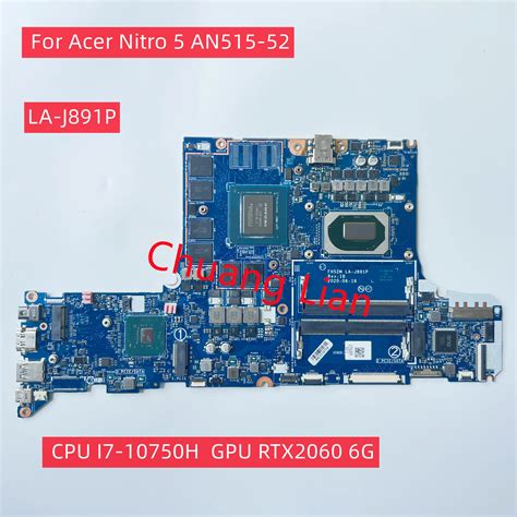 La J891p Mainboard For Acer Nitro 5 An515 52 Laptop Motherboard Cpu I7