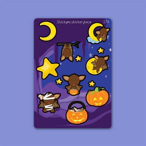 Cute Halloween Bat Stickers Baby Bat Stickers Bats Stickers Etsy