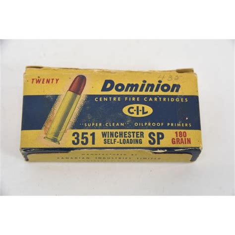 20 Rounds Factory 351 Win Self Loading 180gr Jsp Dominion Ammunition