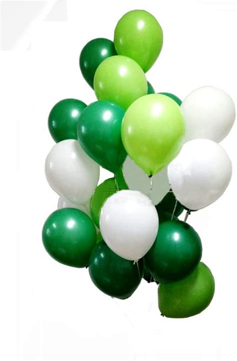 Metallic White Light Green And Dark Green Latex Balloon For Birthday