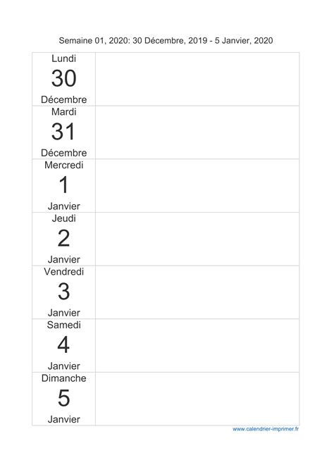Planning semaine du 07 septembre 2020. Calendrier 2020 semaine (planning, hebdomadaire, semainier)