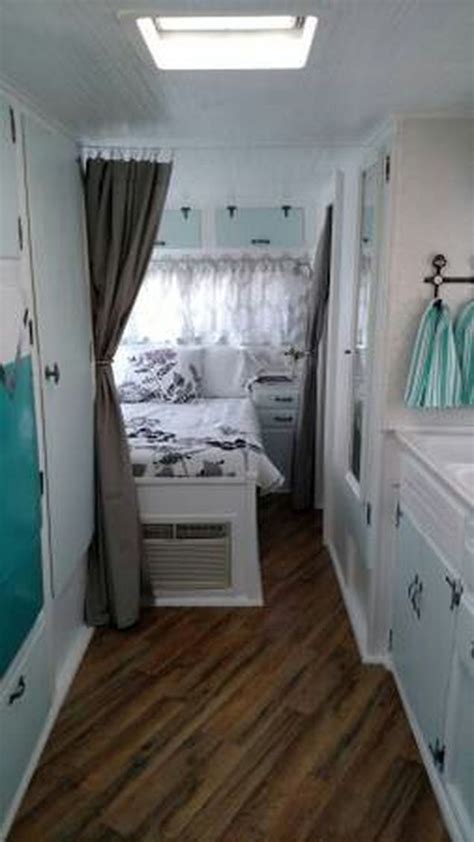 The hofkers' van before renovation. RV Camper Vintage Bedroom Interior Design Ideas 71 | Remodeled campers, Camper interior ...