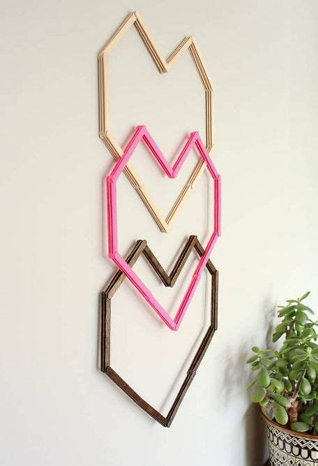 Geometric Heart Diy Wall Art With Popsicle Sticks Diy Popsicle