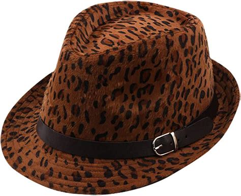 Takkar Unisex British Leopard Print Warm Winter Hat Jazz Hat Church Hat