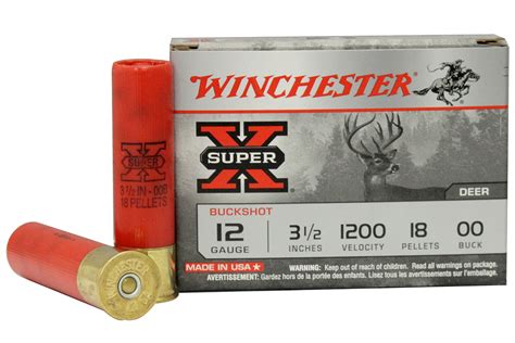 winchester 12 gauge 3 1 2 inch super x 18 pellets buffered 00 buckshot 5 box sportsman s