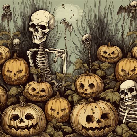 Halloween Pumpkins And Skeletons Free Stock Photo Public Domain Pictures