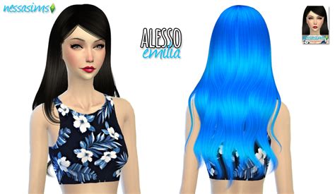 Sims 4 Hairs Nessa Sims Alesso`s Emilia Hairstyle Retextured