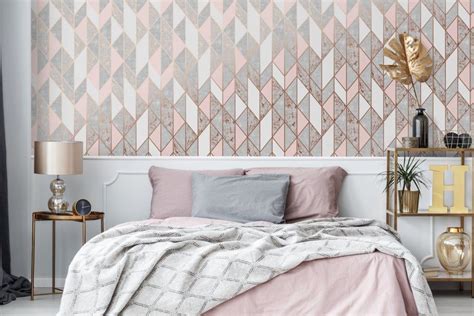 Superfresco Milan Geo Blush Pink Wallpaper 106532 Wallpaper Bedroom