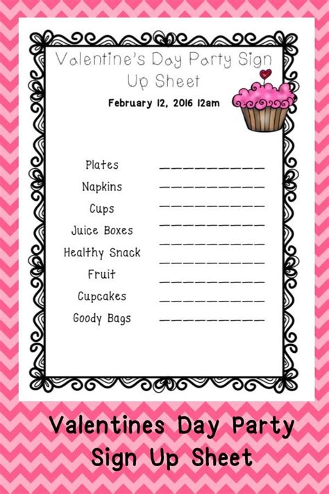 Valentine Sign Up Sheet Template