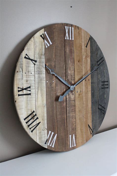 Wall Clock Modern Rustic Farmhouse Decor Round Clock Grey Etsy