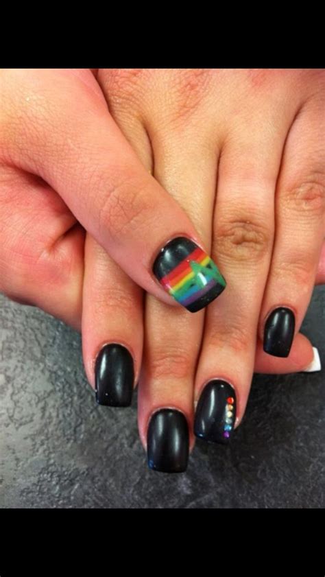 Black With Rainbow Nails Rainbow Nails Nails How To Do Nails