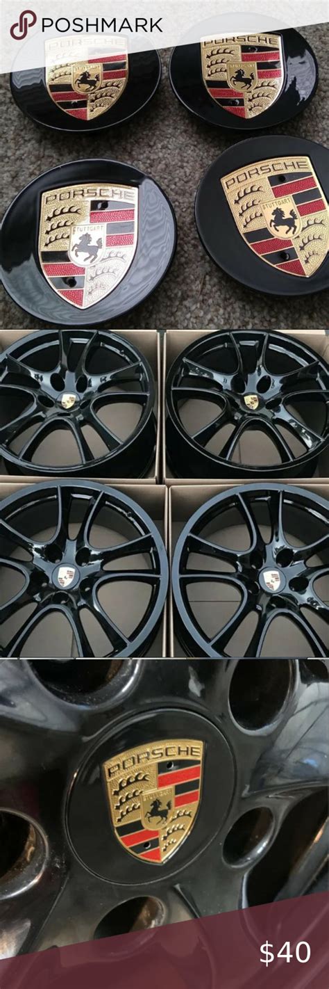 New 4 Gloss Black 76mm Oem Center Caps Fit Porsche Wheel Rims 7l5601149