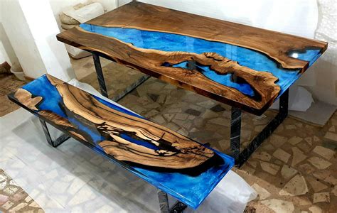 Maybe you would like to learn more about one of these? Blue/art resin walnut set | Etsy | Resin furniture, Wood ...