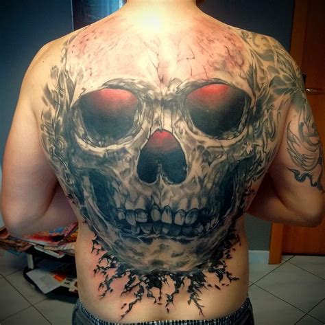 Huge Skull Back Tattoo By Ladislav Jadavan Tattoos Full Back Tattoos