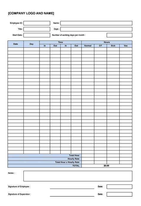 30 Printable Time Log Templates Excel Word Templatearchive