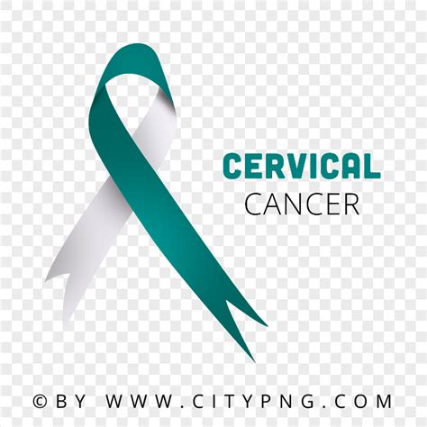 Cervical Cancer Teal And White Ribbon Logo Sign Png Citypng