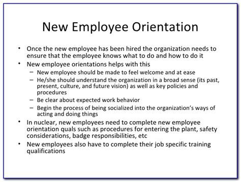 New Employee Orientation Agenda Sample