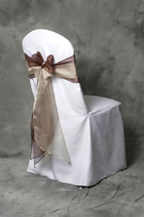Rent spandex banquet and folding chair covers. White chair covers, purple sashes at blue tablecloth ...