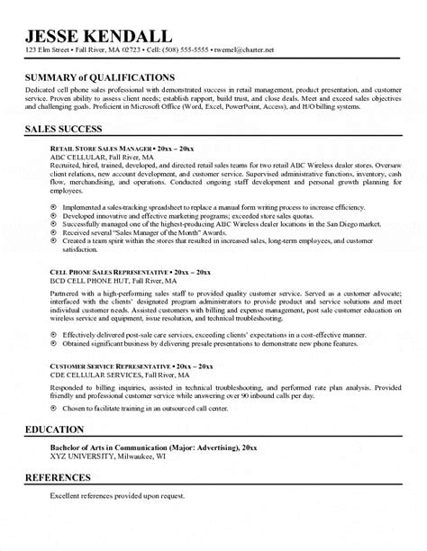 Free curriculum vitae (cv) templates in doc format. Cell Phone Sales Manager Resume