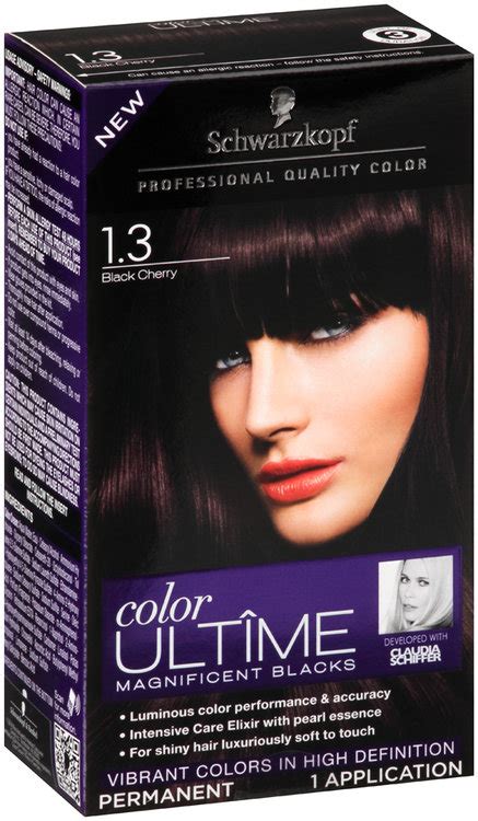 Black cherry hair color blends violet, magenta, and burgundy highlights on dark hair. Schwarzkopf Color Ultime Magnificent Blacks 1.3 Black ...