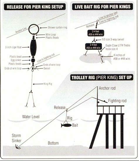 Use a 6 ft (1.8 m) 6 in (15 cm) spinning rod and reel combo for a balance between easy casting and rod strength to bring the bass in. Pier Trolley Rig setup | Fishing | Pinterest | Rigs