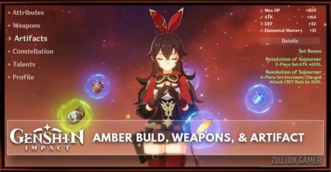 Amber Build Weapons And Artifacts Genshin Impact Zilliongamer