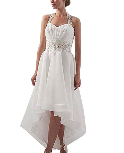 Yxjdress Simple Hi Low Wedding Dress Backless Halter Dress For Bride At Amazon Women’s Clothing
