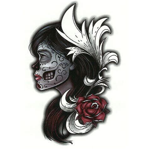 Skull And Rose Temporary Tattoo Sticker Ohmytat Rose Animals Black