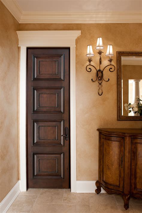Interior Door Custom Single Solid Wood With Walnut Finish Artisan Model Gdi D