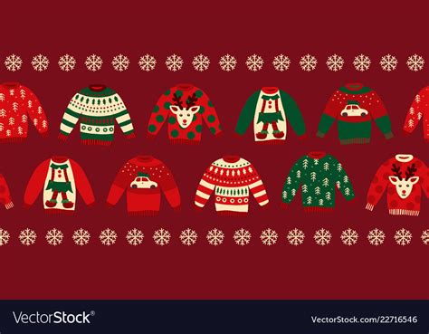 Ugly Christmas Sweaters Seamless Border Royalty Free Vector