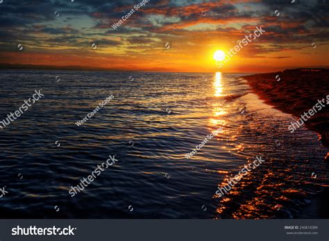 Peaceful Sunset Over Sandy Beach Ocean Stock Photo 240818389 Shutterstock