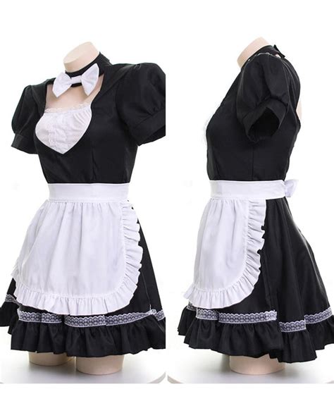 Sexy Kawaii Anime Cute Bow Neck Backless Maid Dress Cosplay Set Headba — Sofyee