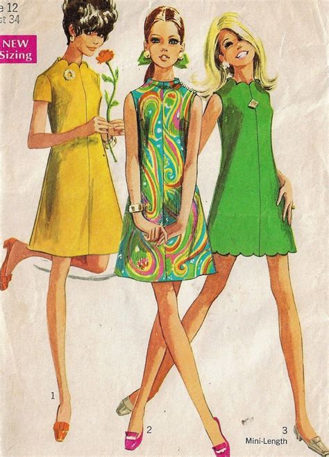 1960s Simplicity Sewing Pattern 7635 Womens A Line Dress Funnel