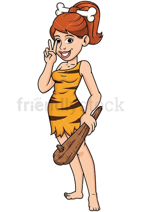 Beautiful Cave Woman With Club Royalty Free Stock Vector Illustration