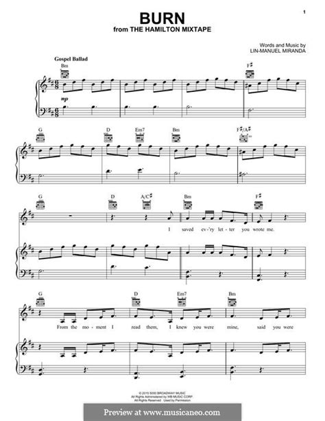 From the broadway musical hamilton digital sheet music. Hamilton Burn Piano Sheet Music - Best Music Sheet