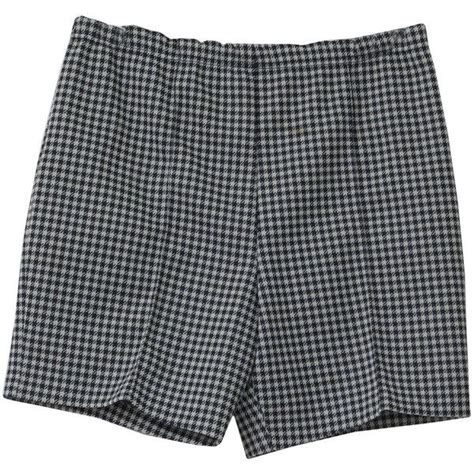 Retro 1970s Shorts 70s Care Label Womens Dark Navy Blue And Light Grey Hounds Tooth P High