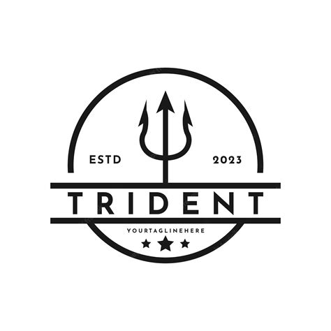 Premium Vector | Vintage trident neptune retro logo design with hipster