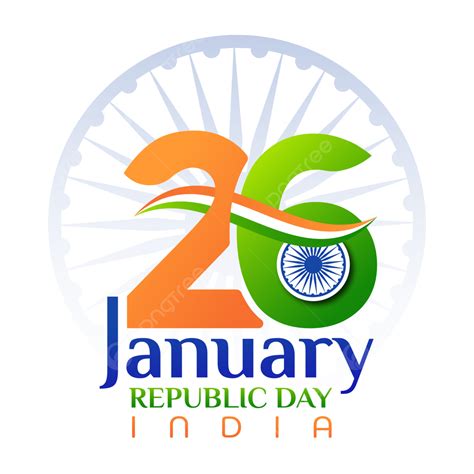 26 January Republic Day Of India With Ashoka Chakra Illustration 26