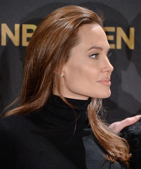 Angelina Jolie Long Straight Casual Hairstyle Chocolate