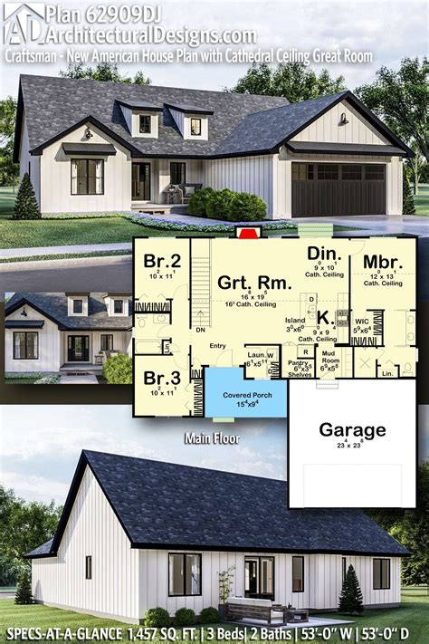 Plan 62909dj Craftsman New American House Plan With Cathedral