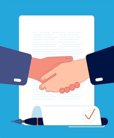 Premium Vector Contract Handshaking Businessman Hands Sign Contract