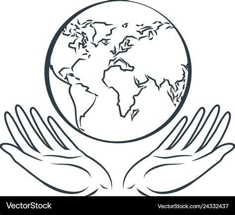 Globe In Hands Logo Earth Day Nature Protection Vector Image