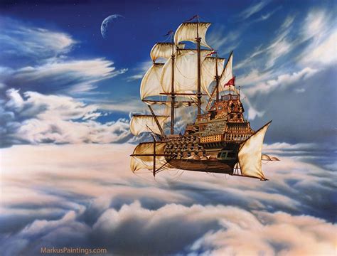 Flying Pirate Ship Painting Markus Rothkranz Pirate Ship Painting