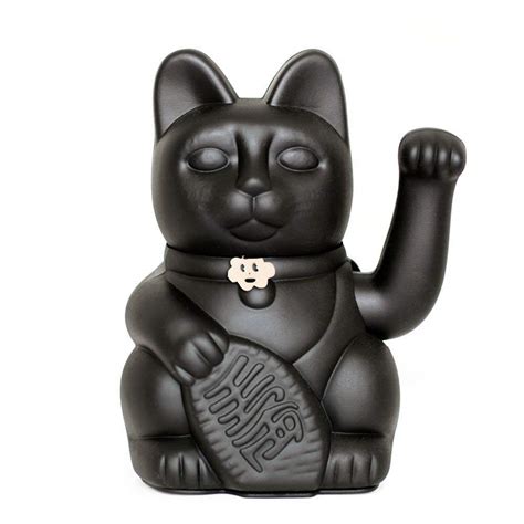 Gato De La Suerte Chino Lucky Cat Maneki Neko Color Negro 10x6x15cm